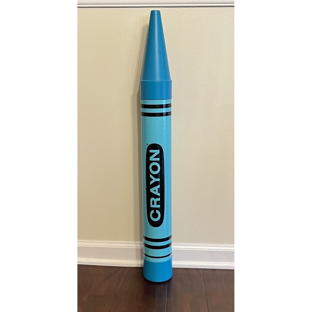 Vintage 1988 Ralphco Crayola Crayon Coin Piggy Bank 35" Teal Aqua Blue USA Cyan